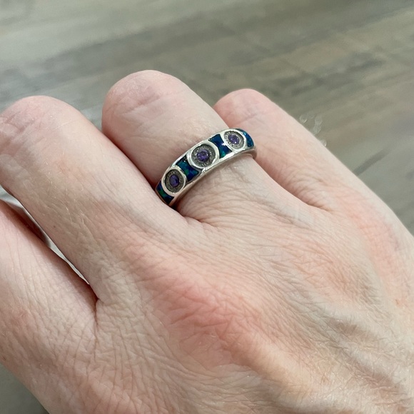 Turquoise, Amerhyst silver ring - Picture 3 of 3